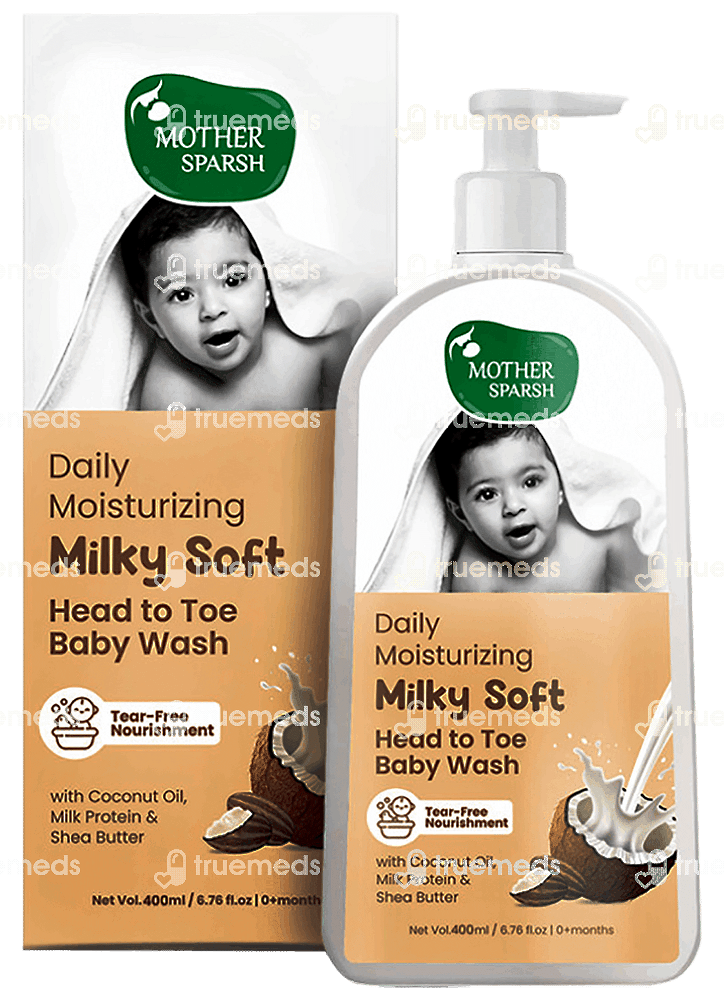 Mother Sparsh Daily Moisturizing Milky Soft Head To Toe Baby Wash 400ml 