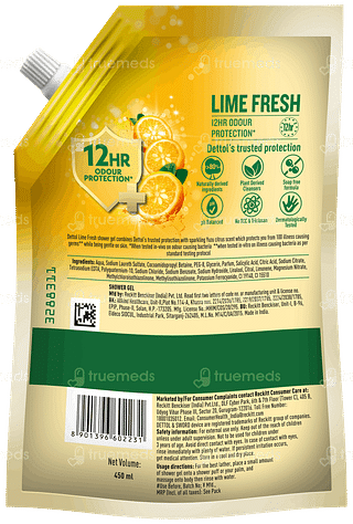 Dettol Lime Fresh 450ml Pack Of 2 Refill Shower Gel