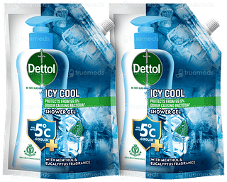 Dettol Icy Cool 450ml Pack Of 2 Refill Shower Gel
