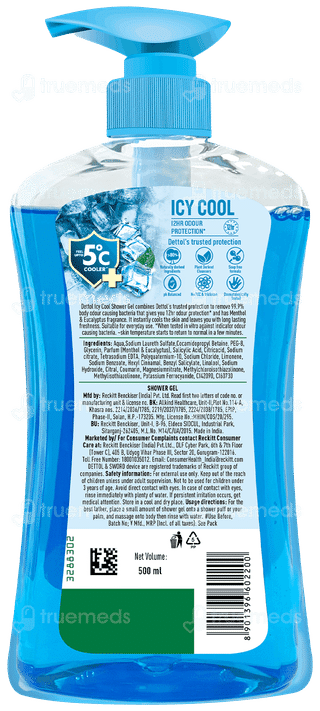 Dettol Icy Cool 500ml Pack Of 2 Pump Shower Gel