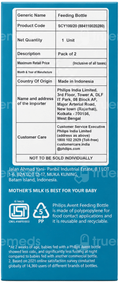 Philips Avent 0M+ Anti Colic Baby Bottle 125Ml Pack Of 2