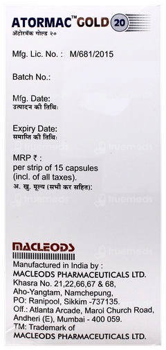Atormac Gold 20 Capsule 15 Atormac Gold 20 Capsule 15