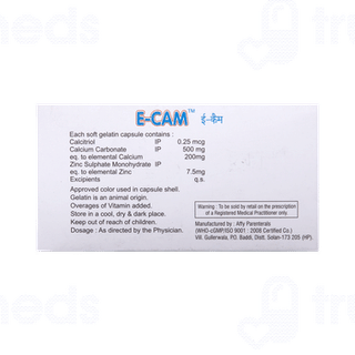 E Cam 500 Mg/0.25mcg/7.5mg Capsule 10