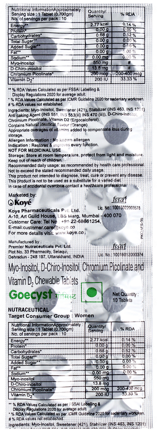 Goecyst Chewable Tablet 10