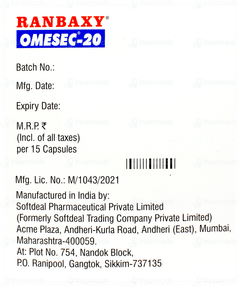 Omesec 20 Capsule 15