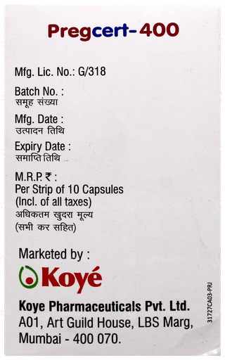 Pregcert 400 Capsule 10