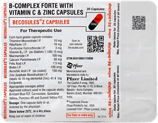 Becosules Z Vitamin B Complex With Vitamin C & Zinc Capsule 20