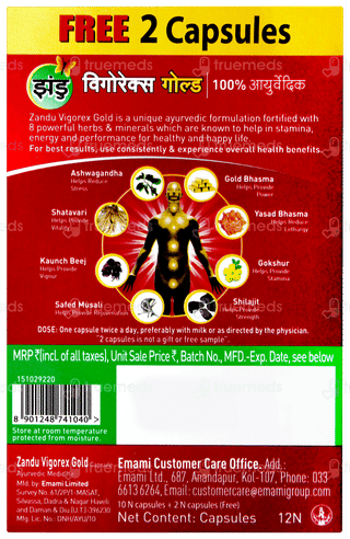 Zandu Vigorex Gold Capsule 10 With 2 Free Capsule