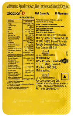 Diataal-d Multivitamin Vit. D & Ala Sustained Energy Heart Health For Men & Women Capsule 10 Diataal-d Multivitamin Vit. D & Ala Sustained Energy Heart Health For Men & Women Capsule 10