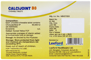 Calcijoint D3 Orange Flavour Sugar Free Chewable Tablet 4