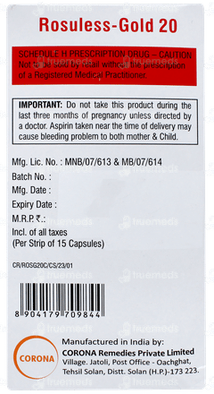 Rosuless Gold 20 Capsule  15 Rosuless Gold 20 Capsule  15