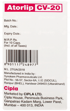 Atorlip Cv 20 Capsule 10 Atorlip Cv 20 Capsule 10