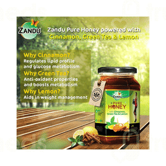 Zandu Pure Honey With Cinnamon Green Tea & Lemon 500gm