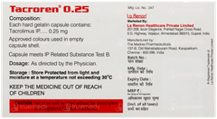 Tacroren 0.25 Capsule 10 Tacroren 0.25 Capsule 10