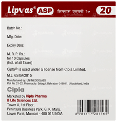 Lipvas Asp 20 Capsule 10