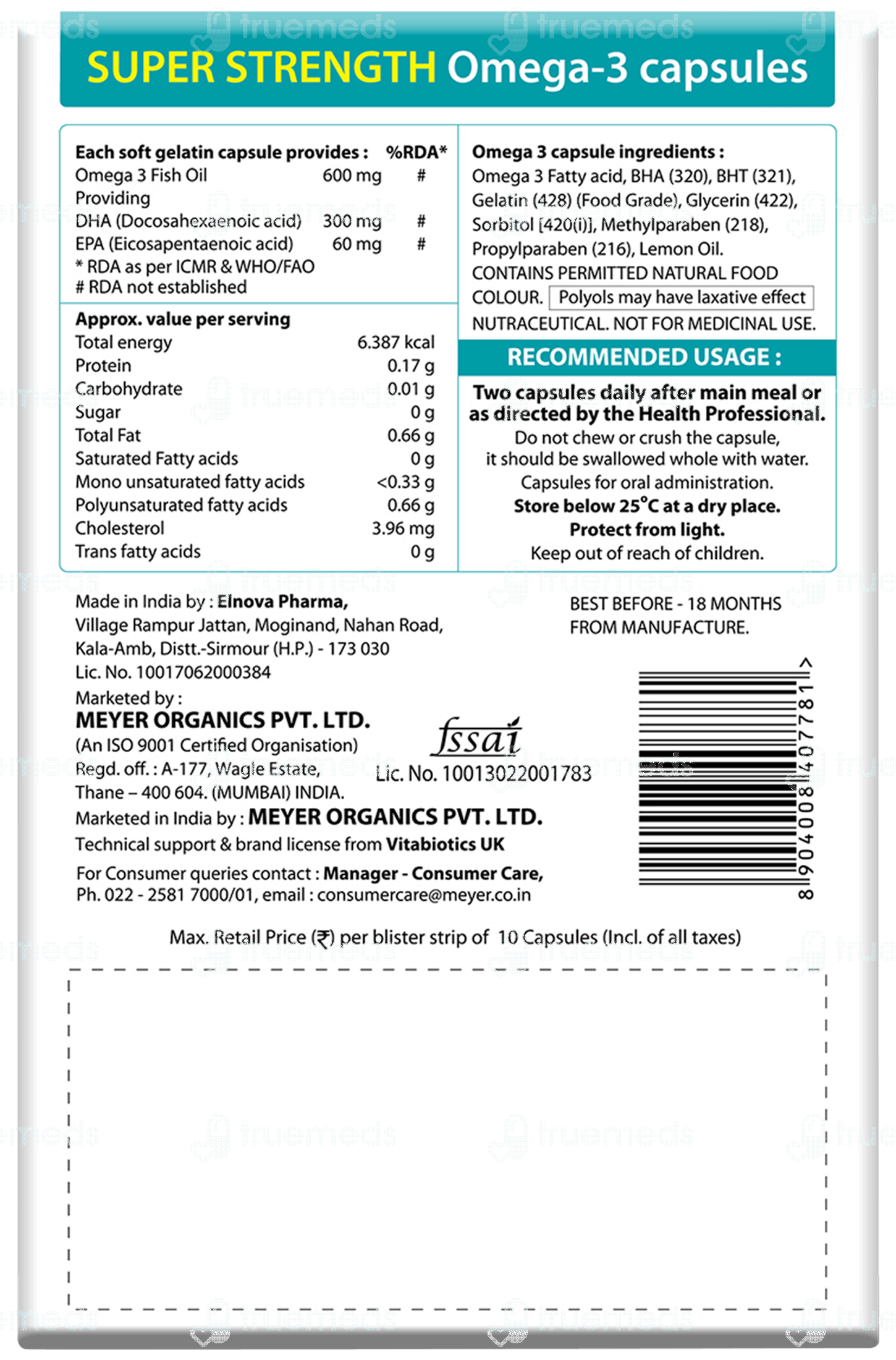 Ultra Omega 3 Capsule 10 Uses, Side Effects, Dosage, Price Truemeds