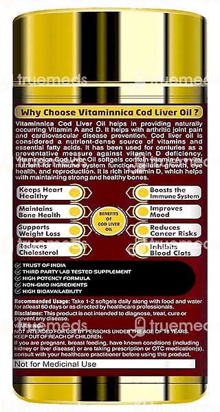 Vitaminnica Cod Liver Oil 1000mg Softgel Capsule 60