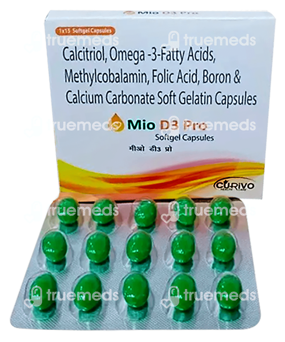 Mio D3 Pro Soft Gel Capsule 15 Uses, Side Effects, Dosage, Price