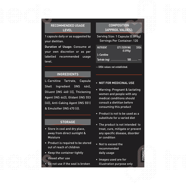 Muscleblaze L Carnitine L Tartrate Capsule 120 - Uses, Side Effects,  Dosage, Price