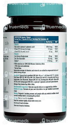 Hk Vitals Iron + Folic Acid With Zinc Vitamin C And Vitamin B12 Capsule 60