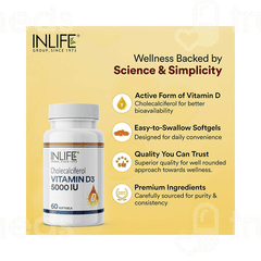 Inlife Vitamin D3 5000iu Capsule 60 Inlife Vitamin D3 5000iu Capsule 60