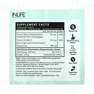 Inlife Vitamin D3 And K2 Capsule 60