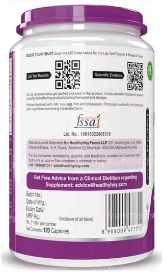 Healthy Hey Nutrition Magnesium Glycinate Vegetable Capsule 120