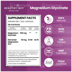 Healthy Hey Nutrition Magnesium Glycinate Vegetable Capsule 120