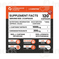 Carbamide Forte L Carnitine L Tartrate 1000mg Capsule 120