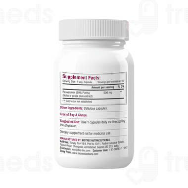 Biotrex Resveratrol 500 Mg Capsule 60 - Uses, Side Effects, Dosage ...
