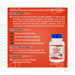Healthvit Turmeric Curcumin With Piperine Capsule 60