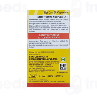 Baksons Vitamin C Quercetin & Zinc Capsule 30