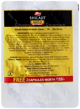 Dabur Shilajit Gold Capsule 10+2 Free