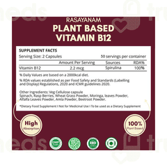 Rasayanam Plant Based Vitamin B12 Capsule 120