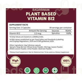 Rasayanam Plant Based Vitamin B12 Capsule 120