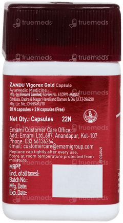 Zandu Vigorex Gold Capsule 20 With 2 Free