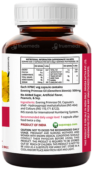 Sri Sri Tattva Supasupp Evening Primrose Oil Womens Health Vegetarain Capsule 60