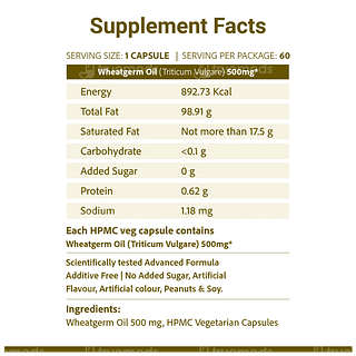Sri Sri Tattva Supasupp Wheat Germ Oil Vit E Vegetarian Capsule 60