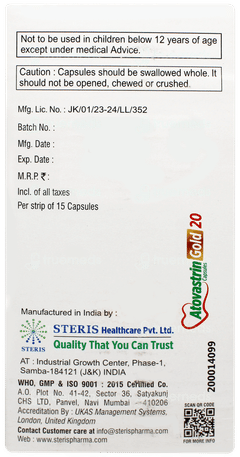 Atovastrin Gold 20 Capsule 15