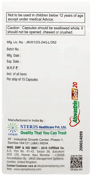Atovastrin Gold 20 Capsule 15