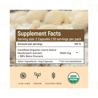 Rooted Active Naturals Lions Mane Organic Mushroom Extract Capsule 90