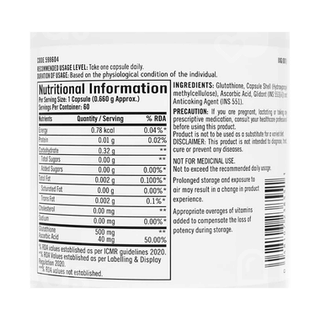 Gnc Glutathione 500mg Vegeterian Capsule 60
