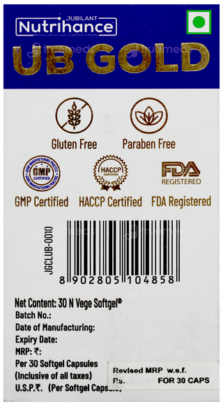 Jubilant Nutrihance Ub Gold Sucrose Free Veg Capsule 30