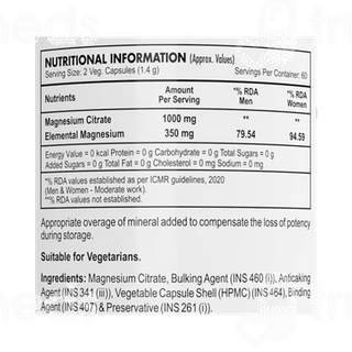 Healthy Hey Nutrition Magnesium Citrate 1000mg Capsule 120