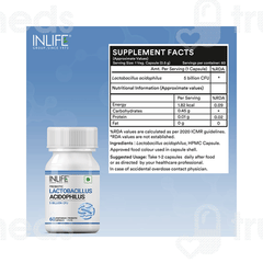 Inlife Probiotic Lactobacillus Acidophilus Vegetarian Capsule 60