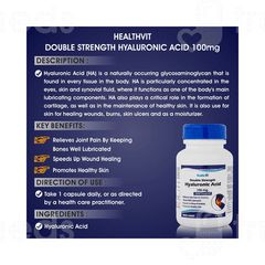 Healthvit Double Strength Hyaluronic Acid 100mg Capsule 60
