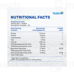 Healthvit Omega 3 Fish Oil Double Strength 1000mg Capsule 60