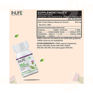 Inlife Milk Thistle 600mg Vegetarian Capsule 60
