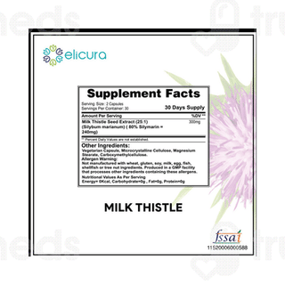 Elicura Essential Milk Thistle Silybum Marianum Vegetarian Capsule 60