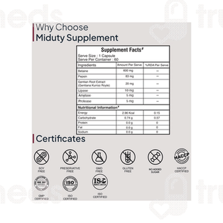Miduty Betain Hcl +Pepsin Capsule 60